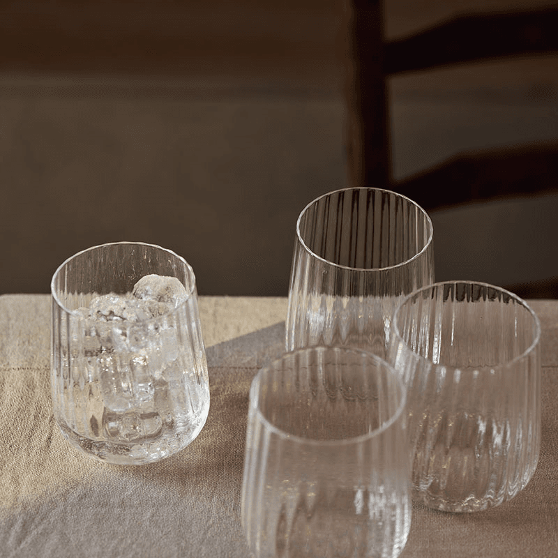 Ribbed Set of 4 Tumblers, Clear