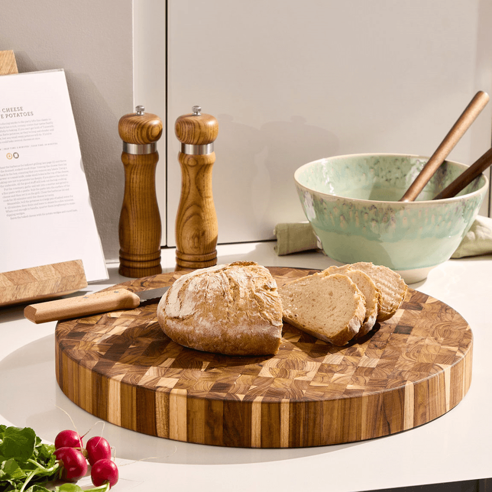 Round Butcher's Block, Natural Teak