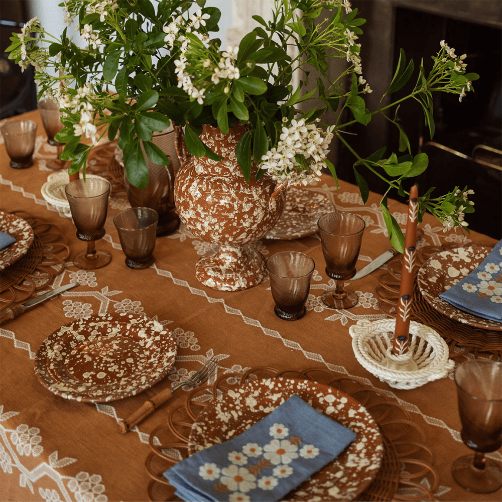 Splatter Set of 4 Side Plates, Terracotta & Cream