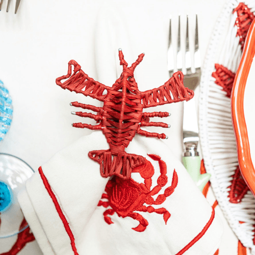 Image showing the Raffia Set of 2 Napkin Rings, Lobster product.