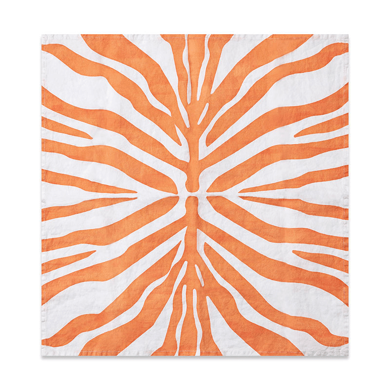 Zebra Linen Napkin, Tangerine Orange