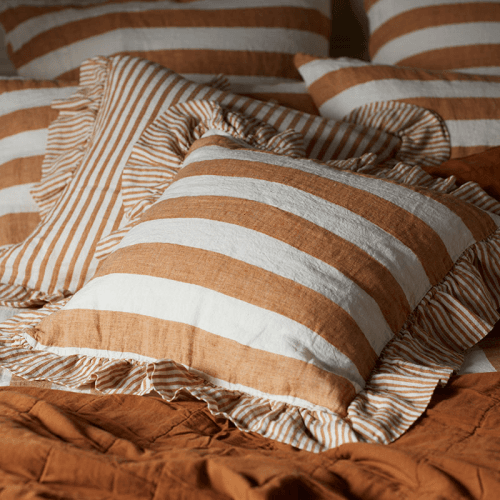 Image showing the Cora Wide Stripe Cushion Cover, Amber product.