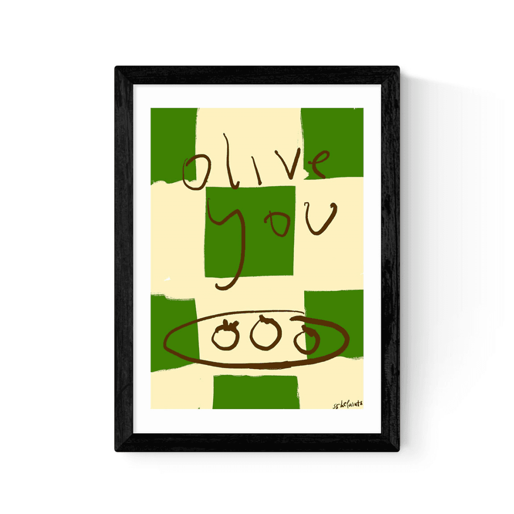 Sshepaints Olive You Print, Black