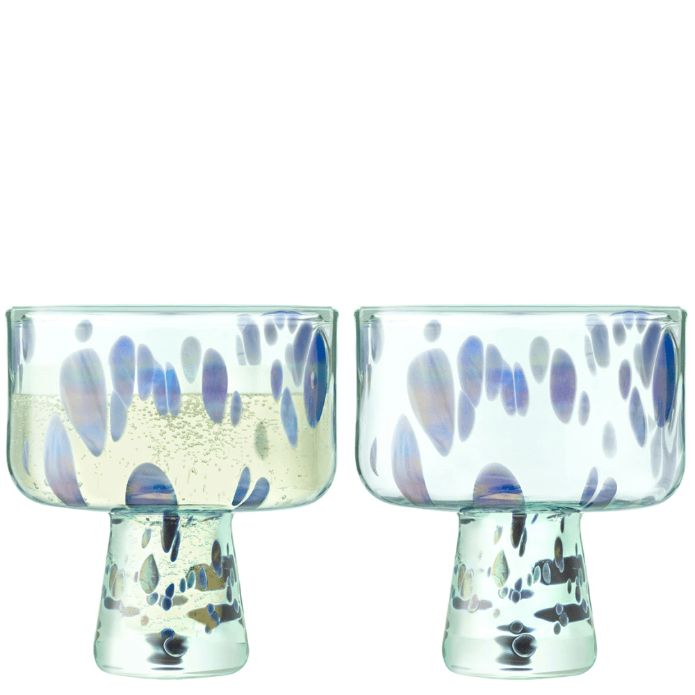 Sea Glass Set of 2 Cocktail Glasses, Ocean Blue