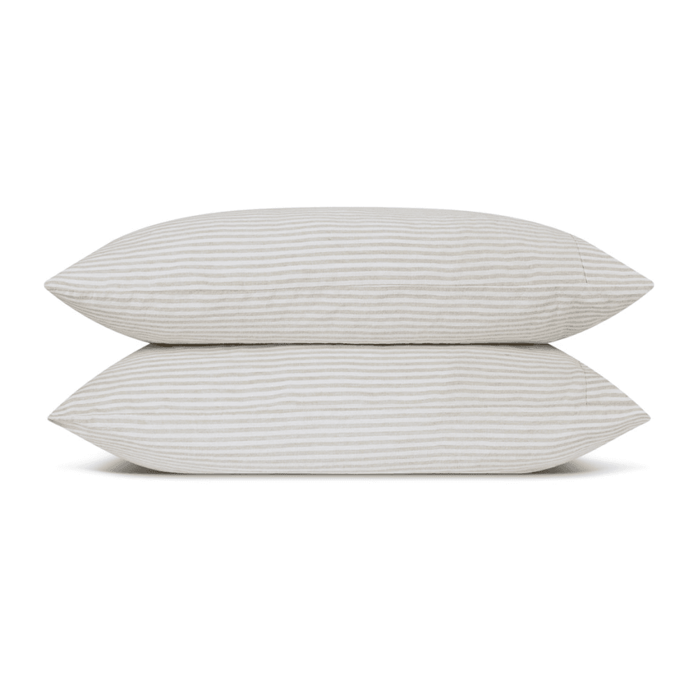 Stripe Linen Blend Pair of Pillowcases, Oatmeal