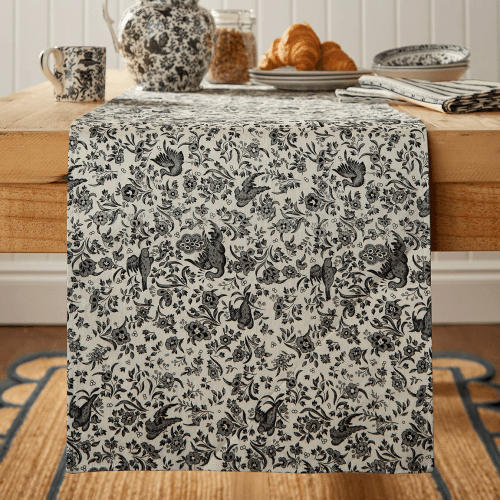 Image showing the Regal Peacock Table Runner, Charcoal product.