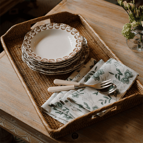 Image showing the Rattan Serving Trays, Natural product.