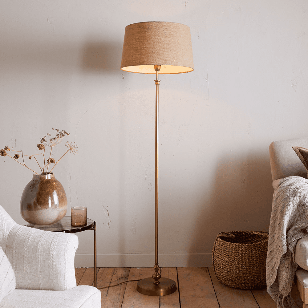 Ehadi Floor Lamp, Antique Brass