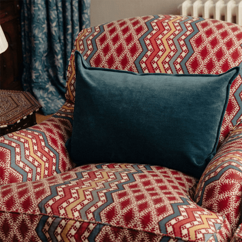 Image showing the Verity Linen Velvet Rectangular Cushion, Denim product.