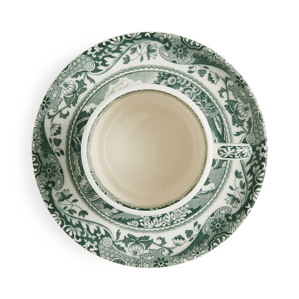 Heritage Italian Set of 4 Espresso Cups & Saucers, Green