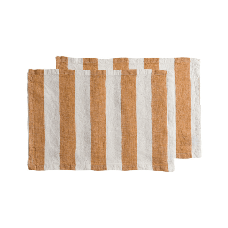 Cora Wide Stripe Set of 2 Placemats, Amber