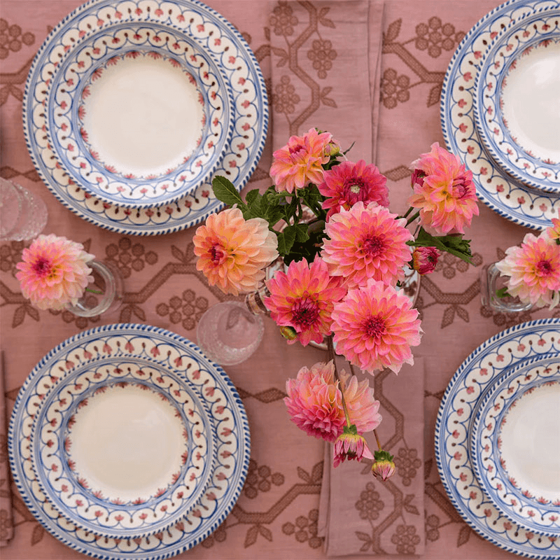 Honor Set of 4 Soup Bowls, White & Blue