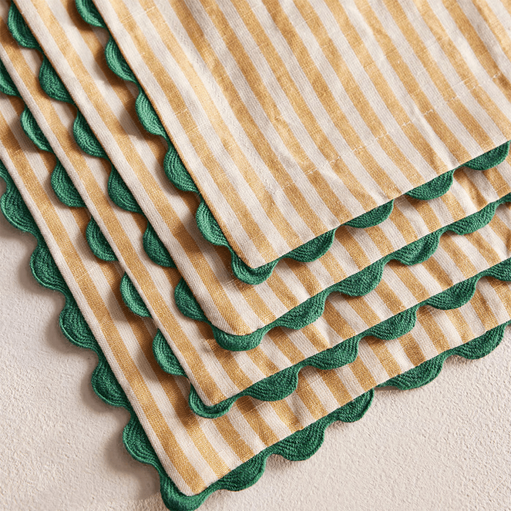 Blythe Set of 4 Striped Napkins, Yellow