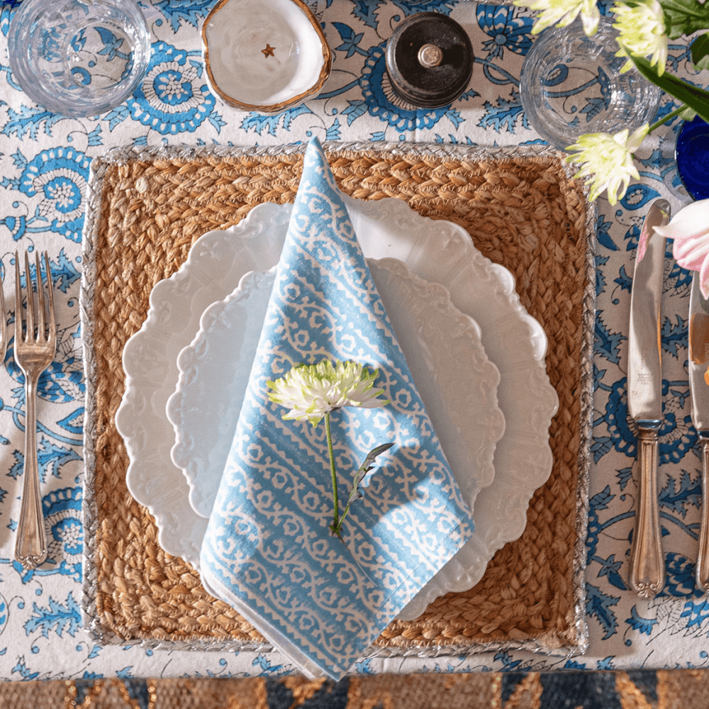 Suzani Set of 4 Napkins, Lapis Blue