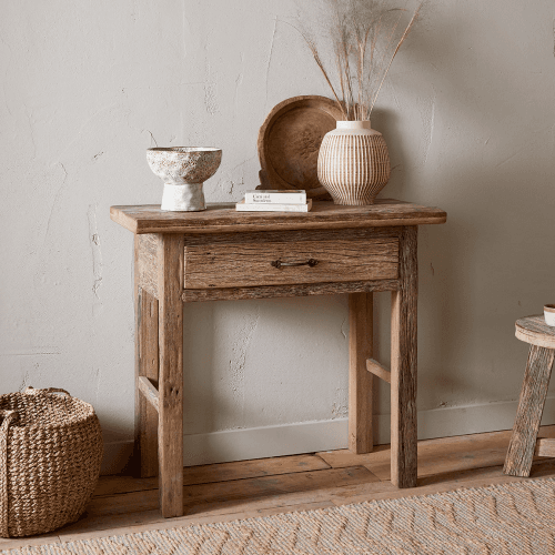 Image showing the Ibo Reclaimed Wood 1 Drawer Console Table, Natural product.