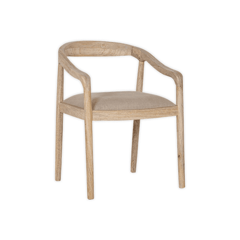 Anbu Mango Wood Upholstered Dining Chair, Natural