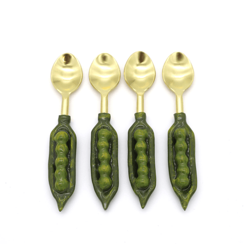 Image showing the Peas in a Pod Set of 4 Coffee Spoons, Green product.
