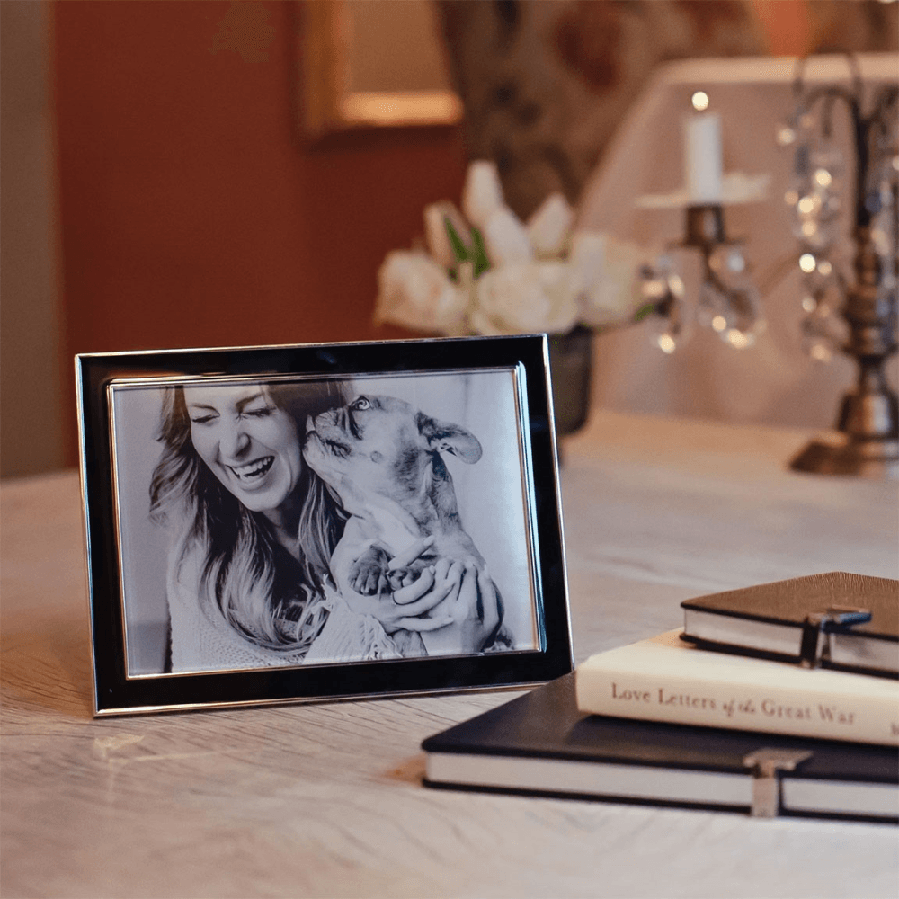 Enamel Silver Plate Photo Frame