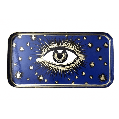 Image showing the Eye Rectangular Handpainted Iron Tray product.