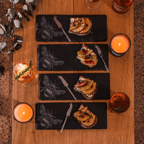 Image showing the Bee Set of 4 Mini Cheese Board & Knives product.