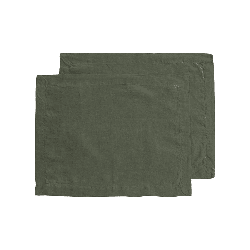 Linen Set of 2 Placemats, Olive