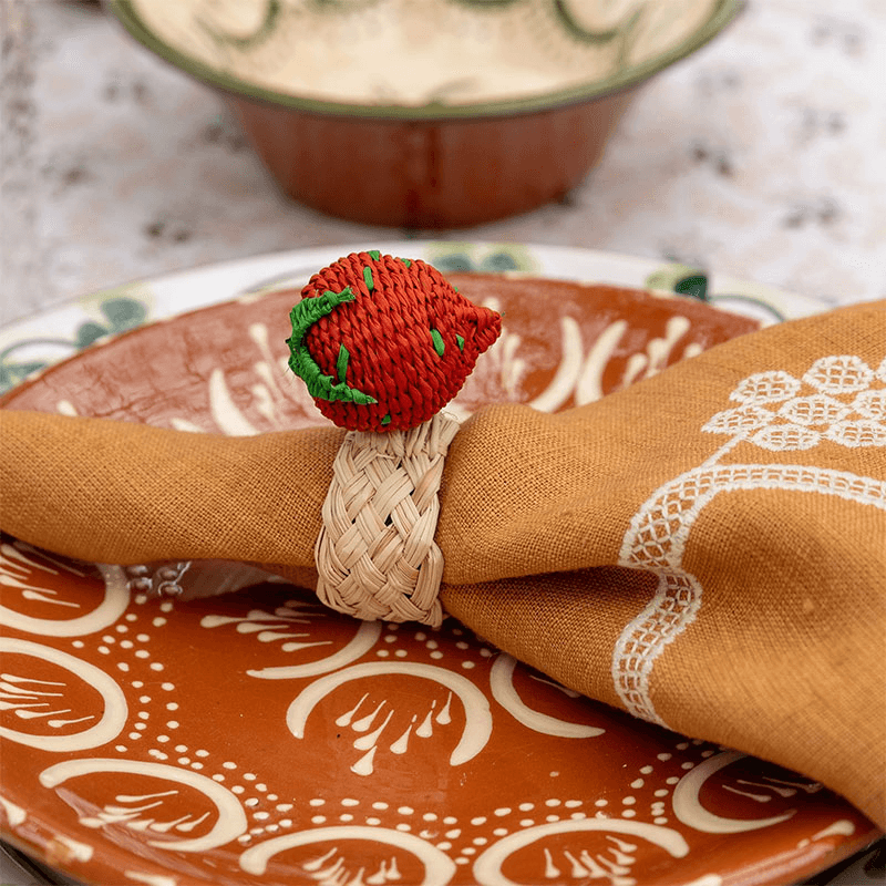 Set of 4 Napkin Rings, Strawberry