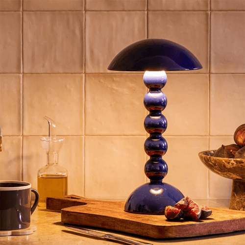 Image showing the Rechargeable Bobbin Wireless LED Lamp, 30cm, Navy product.