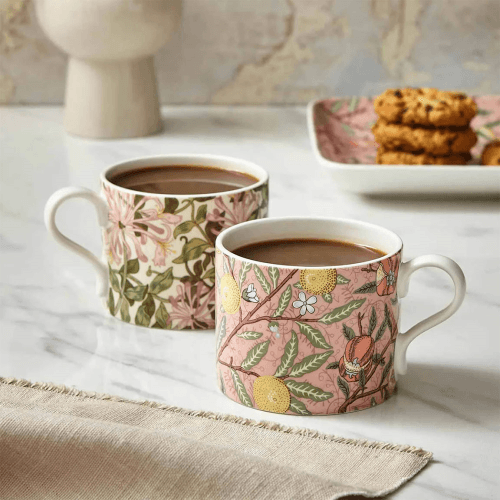 Image showing the Morris & Co Set of 2 Mugs, Fruit and Honeysuckle product.