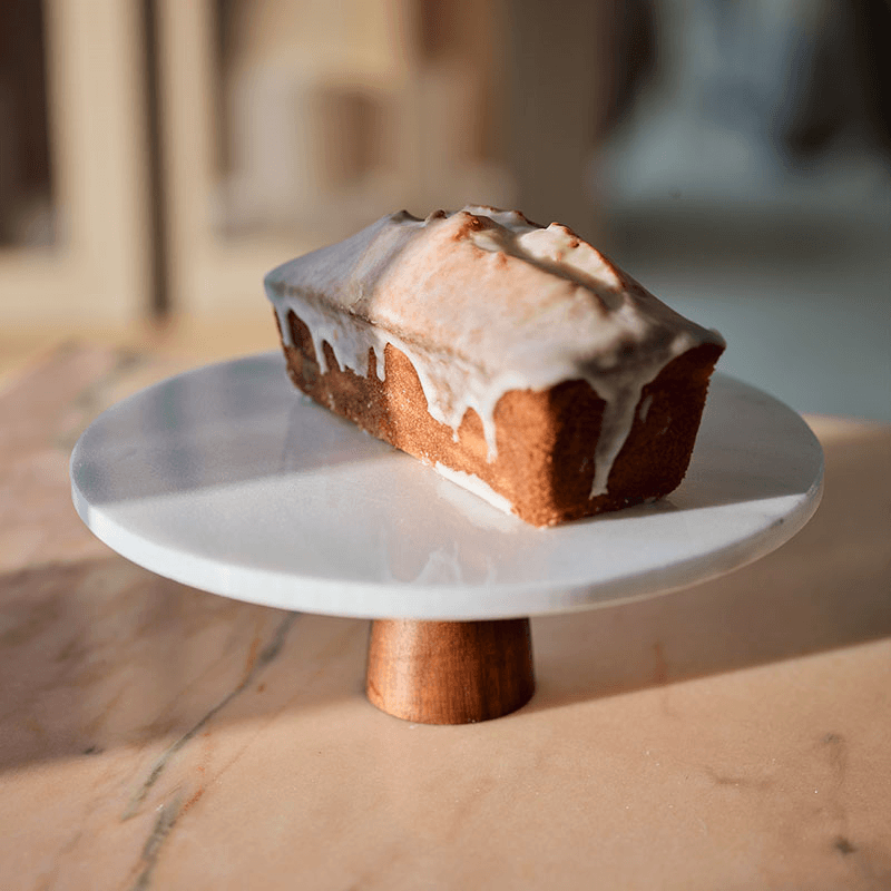 Hestia Cake Stand, Marble & Acacia Wood