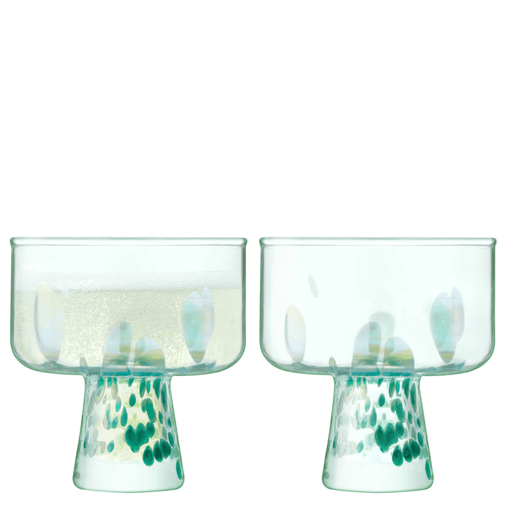 Sea Glass Set of 2 Cocktail Glasses, Ocean Green