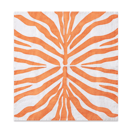 Image showing the Zebra Linen Napkin, Tangerine Orange product.
