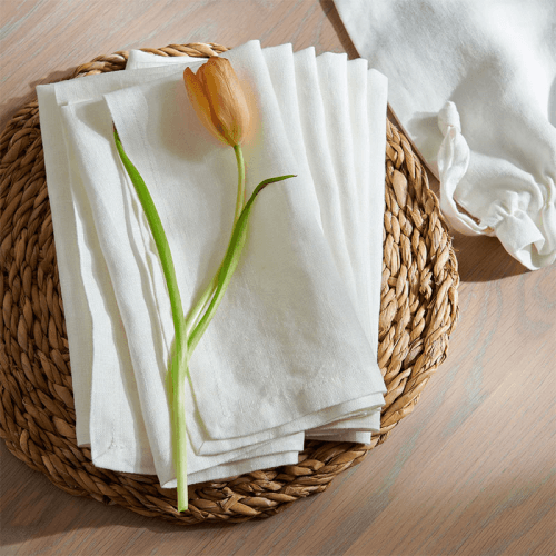 Image showing the Emily Set of 6 Linen Napkins, Salt product.