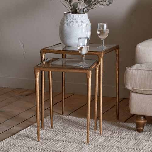 Image showing the Gilasi Nesting Side Tables, Antique Brass product.