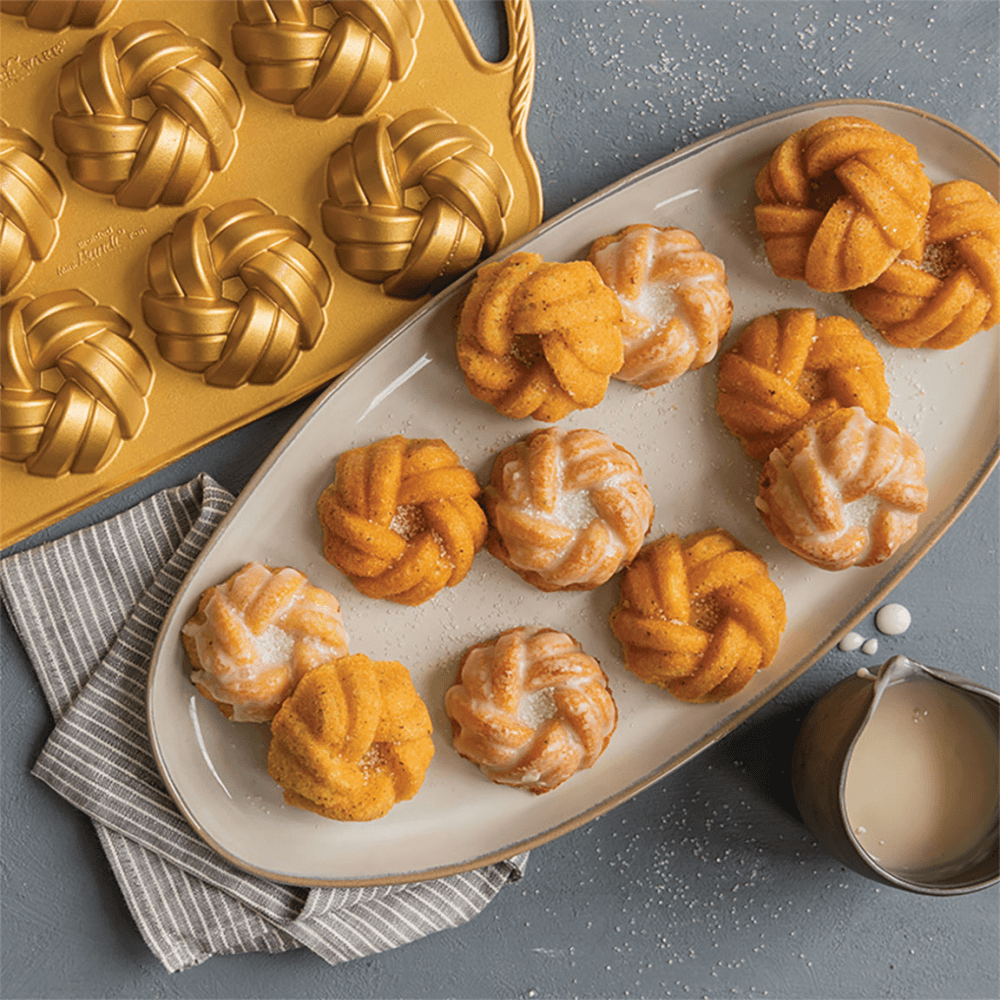 Premier Cast Mini Braided Bundt Pan, Gold