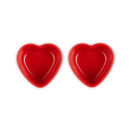 Image showing the Set of 2 Heart Ramekins, Cerise product.
