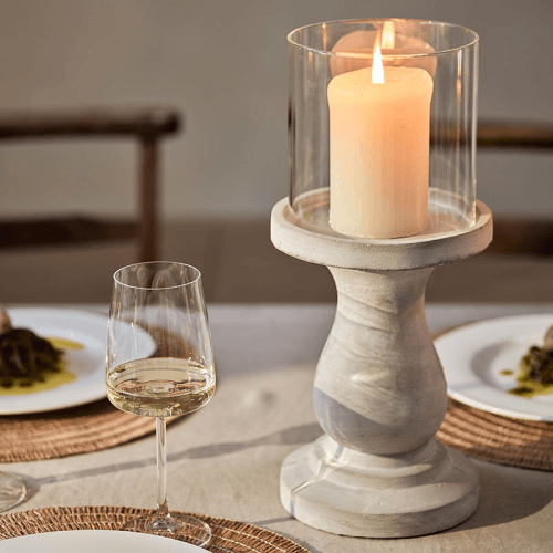 Image showing the Raised Wooden Candleholder, Brown product.