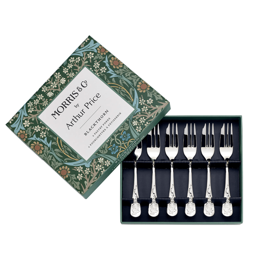 Morris & Co Set of 6 Pastry Forks, Stainless Steel
