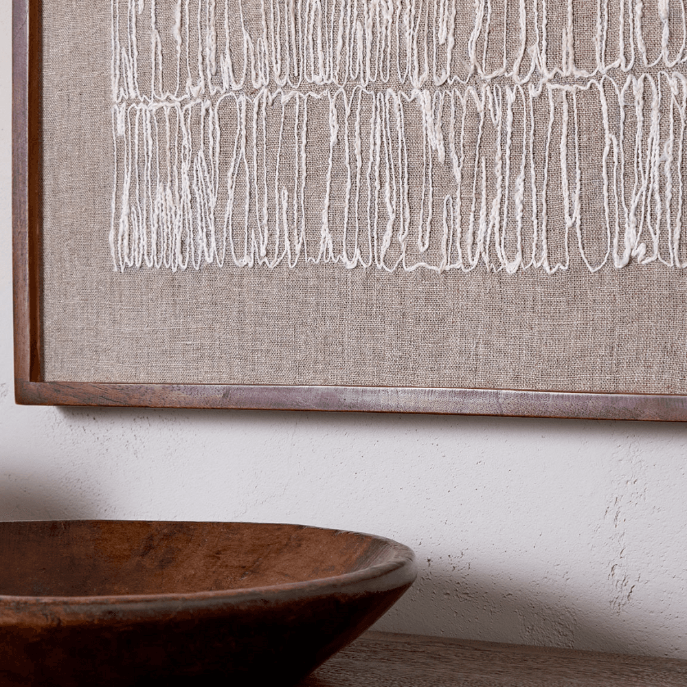 Birala Hand Stitched Wall Art, Natural