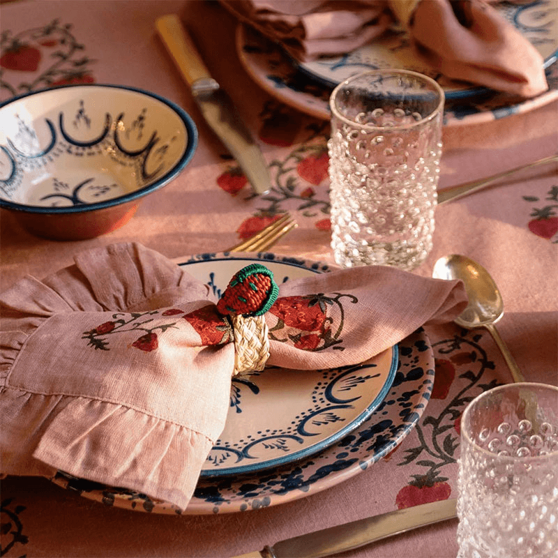 Set of 4 Napkin Rings, Strawberry