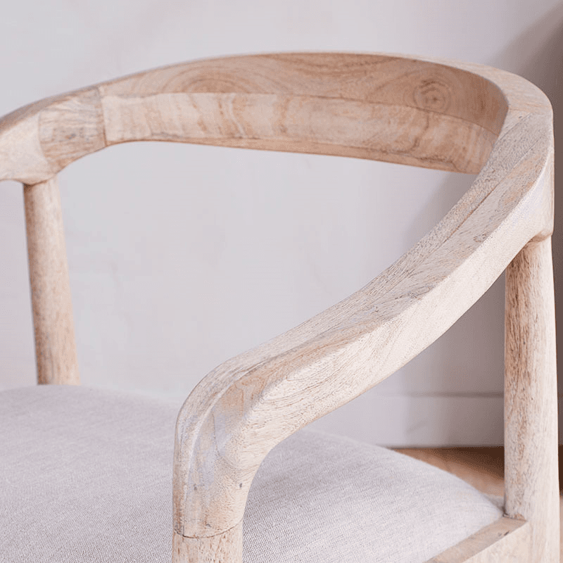 Anbu Mango Wood Upholstered Dining Chair, Natural