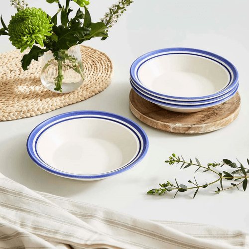Image showing the Potter's Stripe Set of 4 Soup Plates, Blue product.