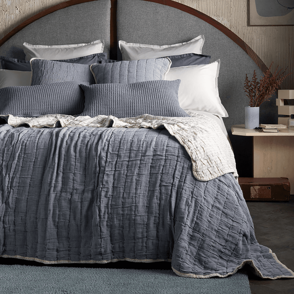 Vivienne Quilted Throw, French Blue