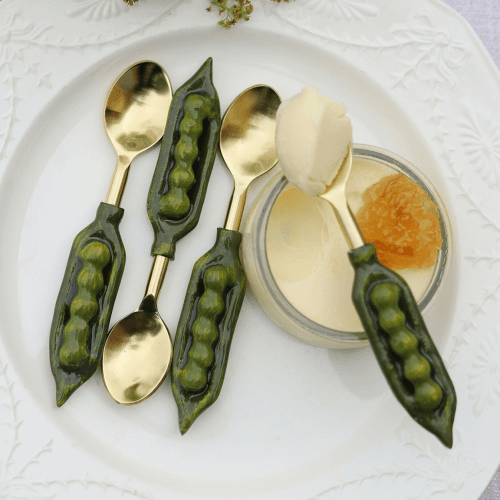Image showing the Peas in a Pod Set of 4 Coffee Spoons, Green product.