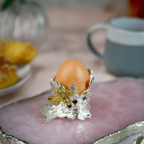 Image showing the Bee Honeycomb Egg Cup, Silver product.
