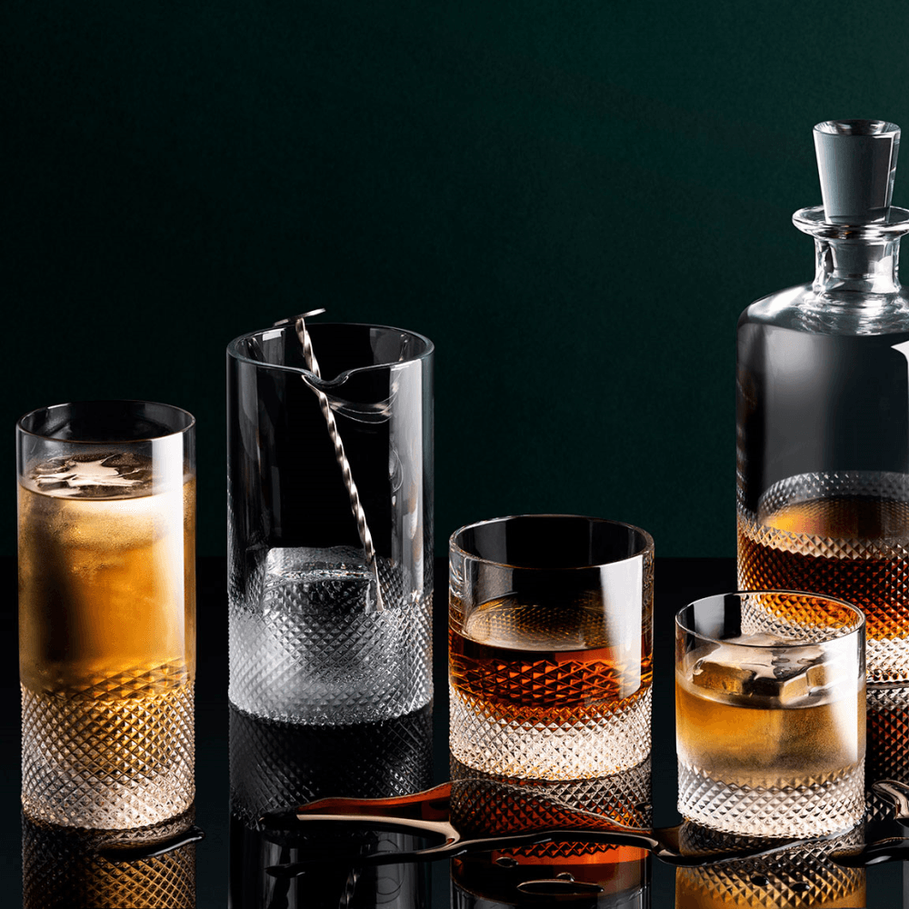 Diamond Cut Crystal Double Old Fashioned Tumbler