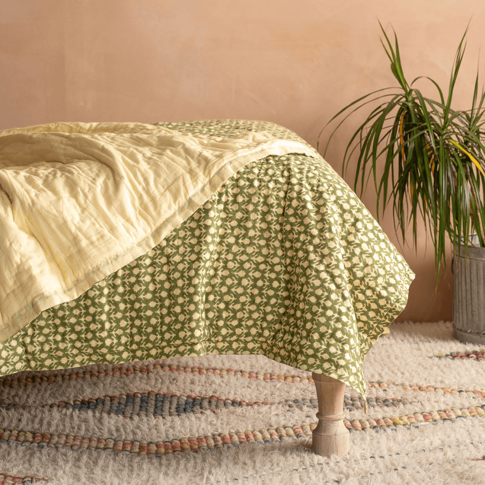 Ava Floral Block Bed Quilt