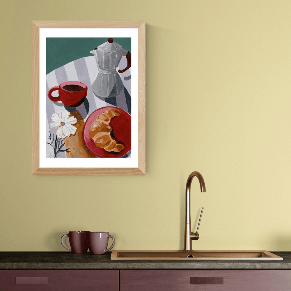 Susie Miller Breakfast For One Print, Oak