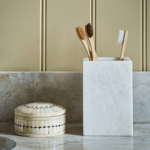 Image showing the Mandalay Toothbrush Holder, 13 x 8.5cm, Marble product.