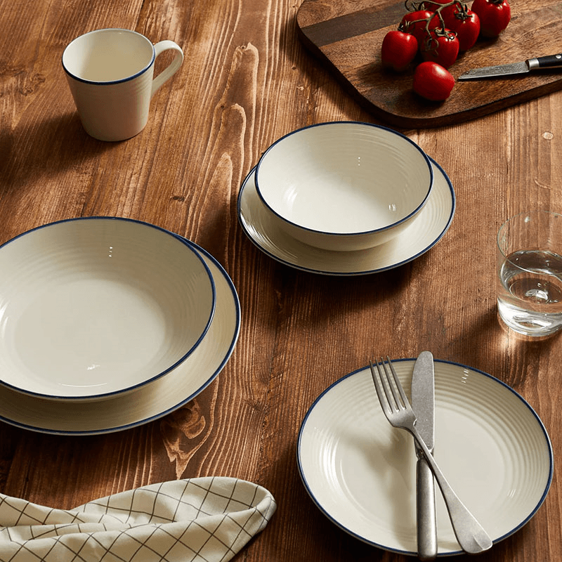 Gordon Ramsay Maze Denim Line Set of 4 Cereal Bowls, White