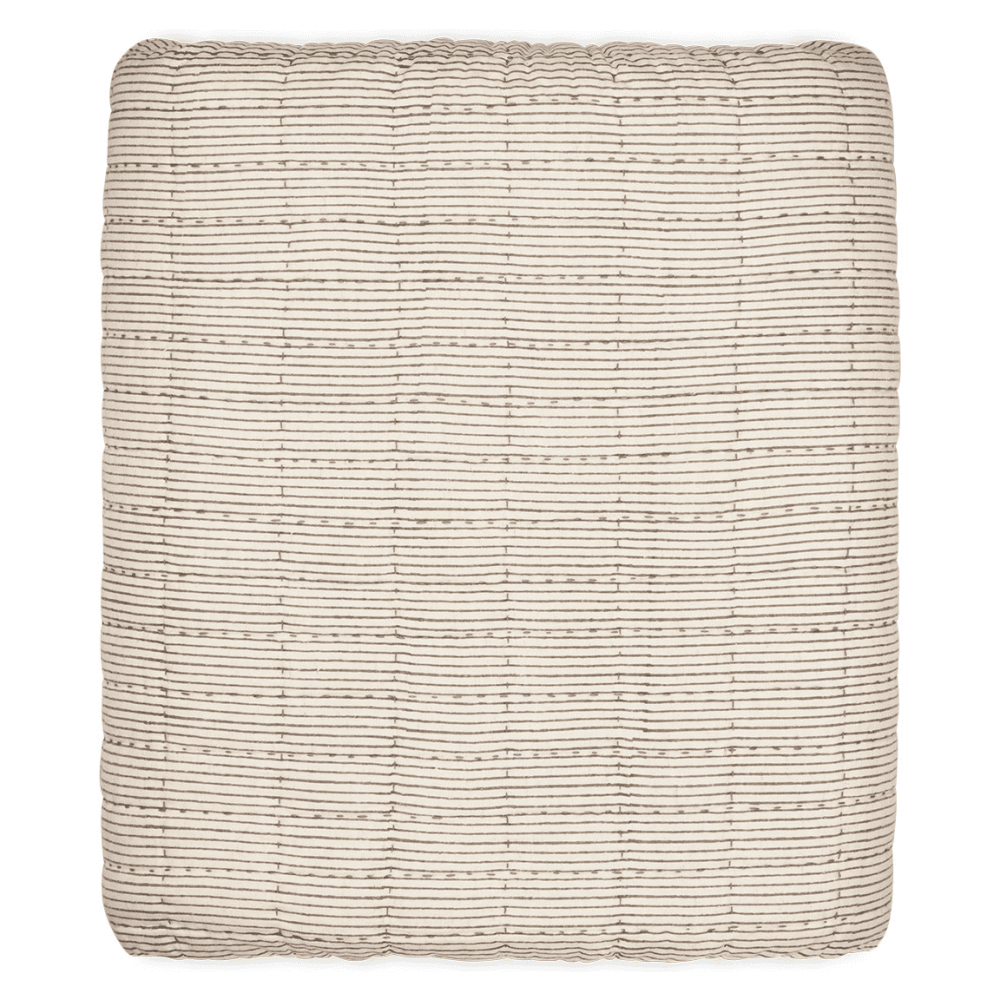 Dipti Cotton & Linen Block Print Bed Quilt, Charcoal